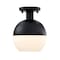 Designers Fountain Linden 8 in. 1-Light Matte Black Mid-Century Modern Semi Flush Mount with Etched Opal Glass Shade D321M-SF-MB - alternate 1
